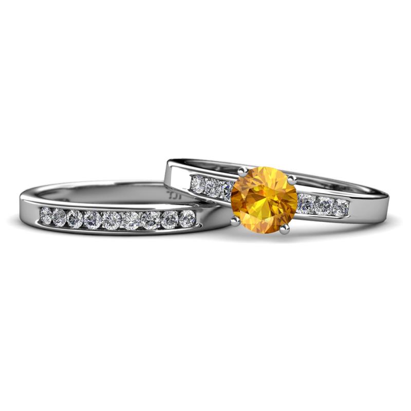 Merlyn Classic Citrine and Diamond Bridal Set Ring 