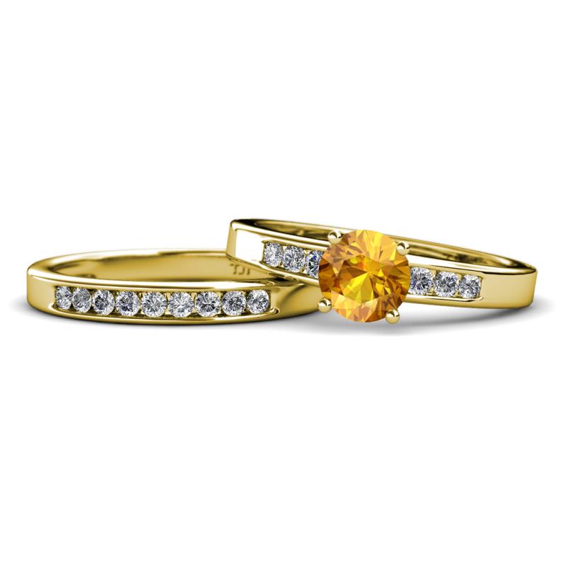 Merlyn Classic Citrine and Diamond Bridal Set Ring 
