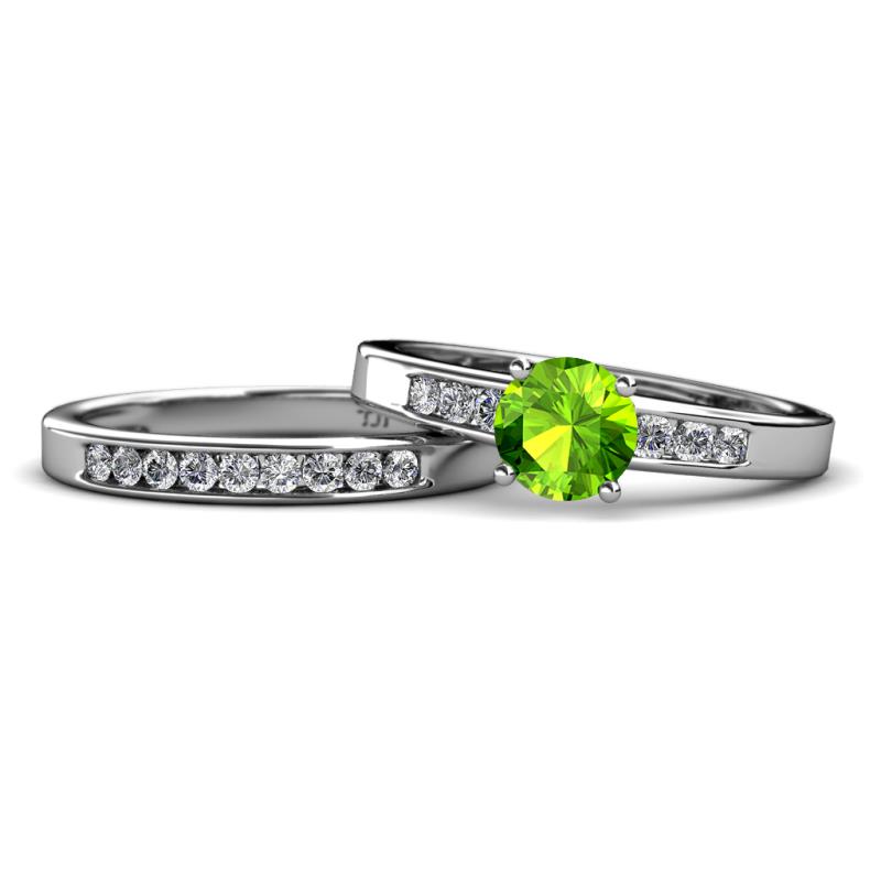 Merlyn Classic Peridot and Diamond Bridal Set Ring 