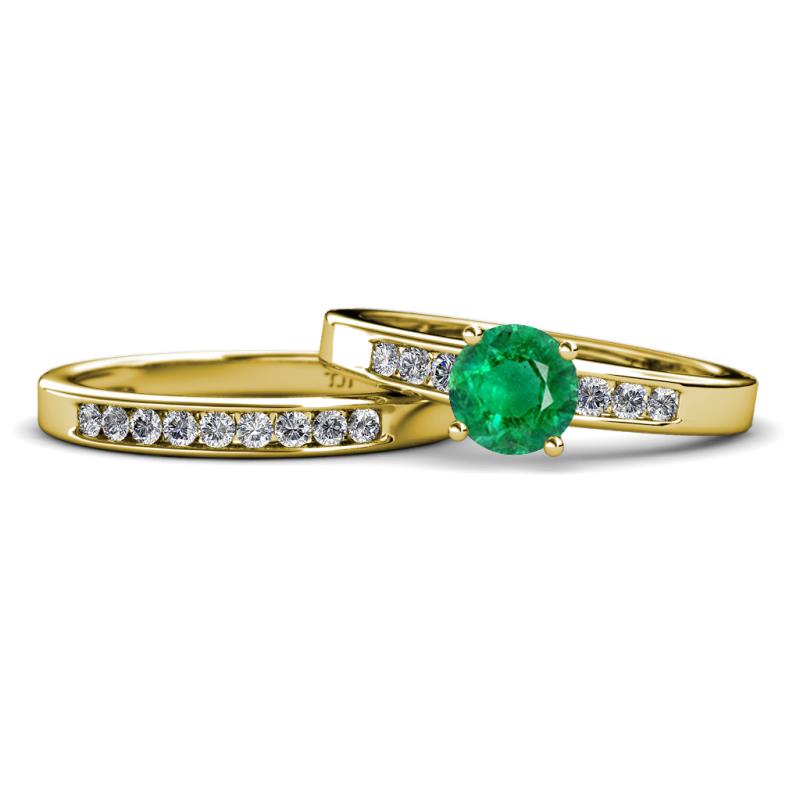 Merlyn Classic Emerald and Diamond Bridal Set Ring 