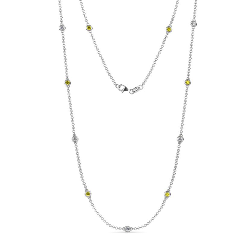 Asta (11 Stn/2.7mm) Yellow and White Diamond on Cable Necklace 