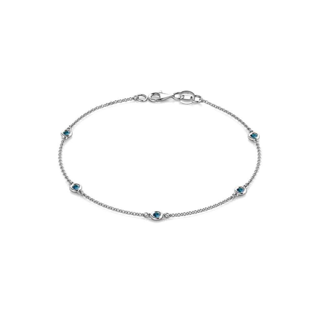 Aizza (5 Stn/2.4mm) Blue Diamond Station Bracelet 