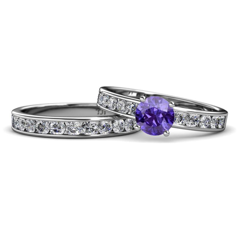 Salana Classic Iolite and Diamond Bridal Set Ring 