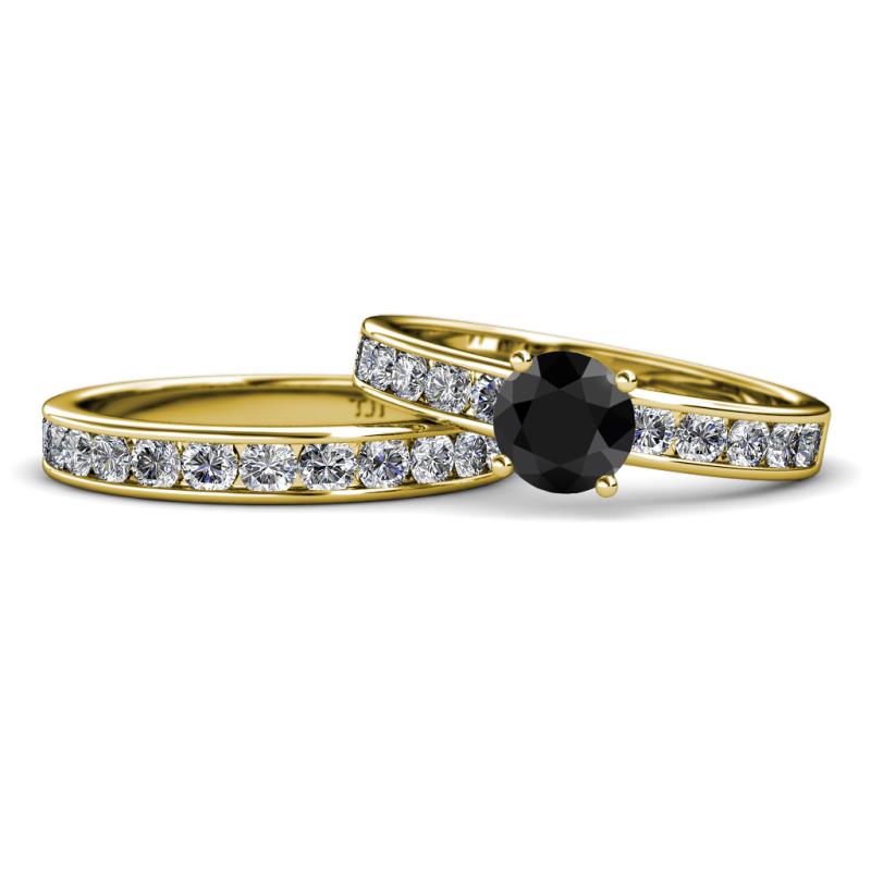 Salana Classic Black and White Diamond Bridal Set Ring 
