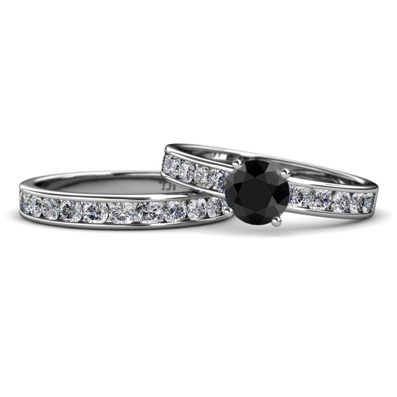 Salana Classic Black and White Diamond Bridal Set Ring 