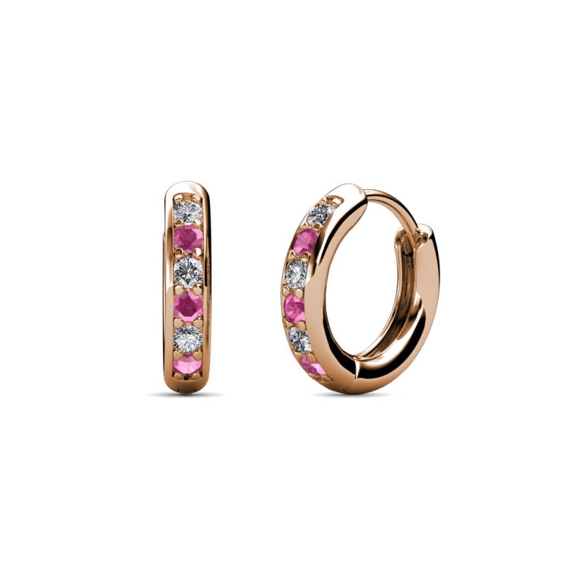 Cianna 1.80mm (0.31 ctw) Petite Pink Sapphire and Diamond Hoop Earrings 