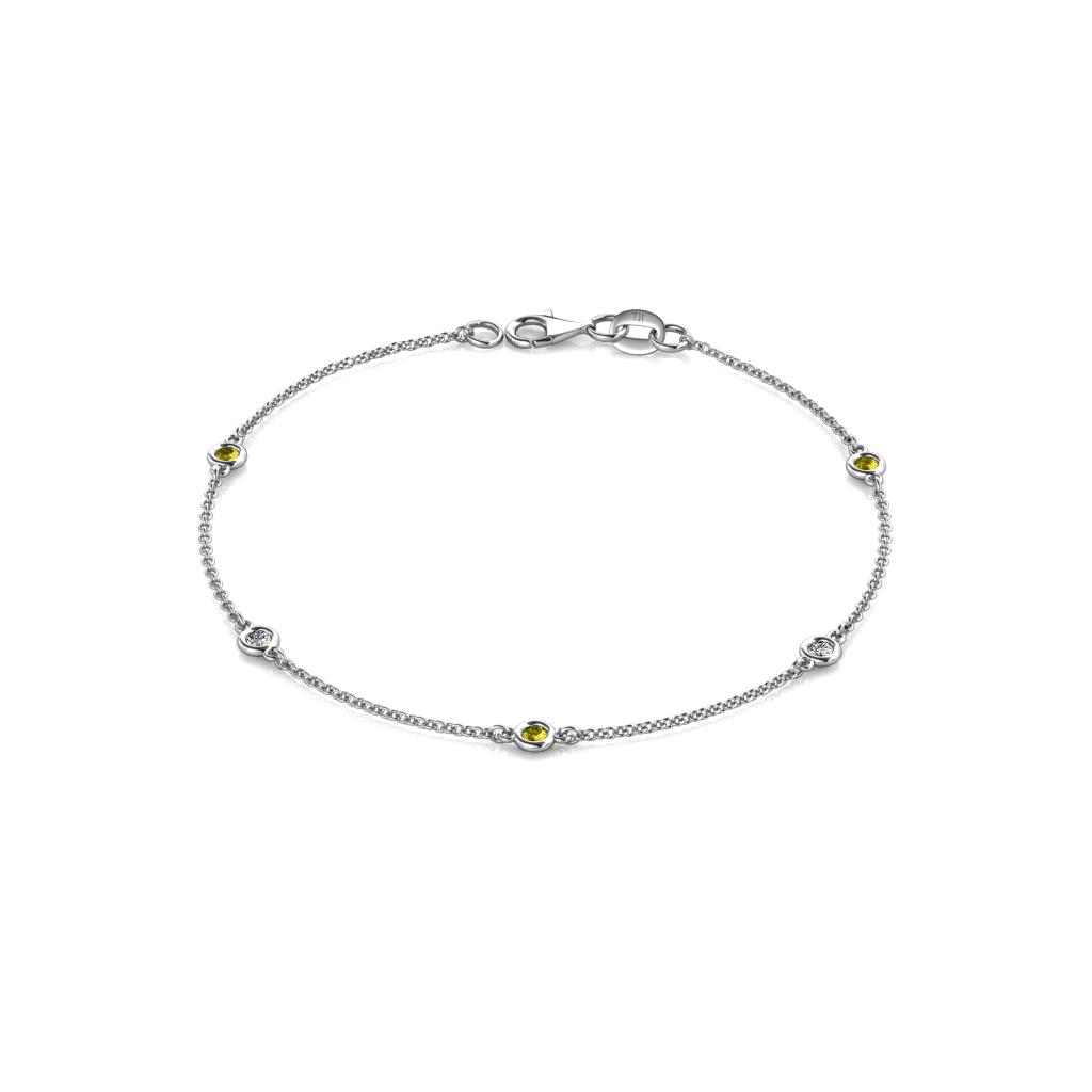 Aizza (5 Stn/2.4mm) Yellow and White Diamond Station Bracelet 