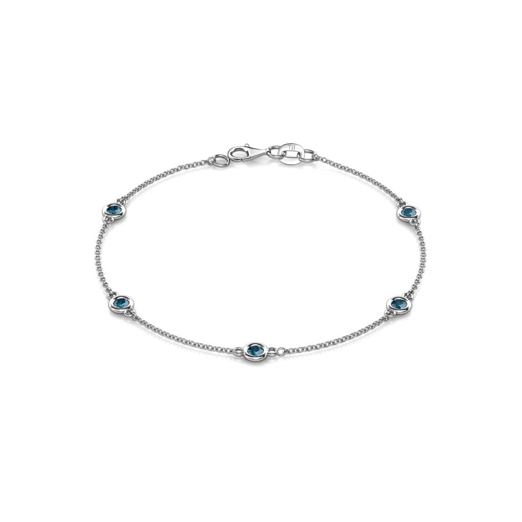 Aizza (5 Stn/3mm) Blue Diamond Station Bracelet 