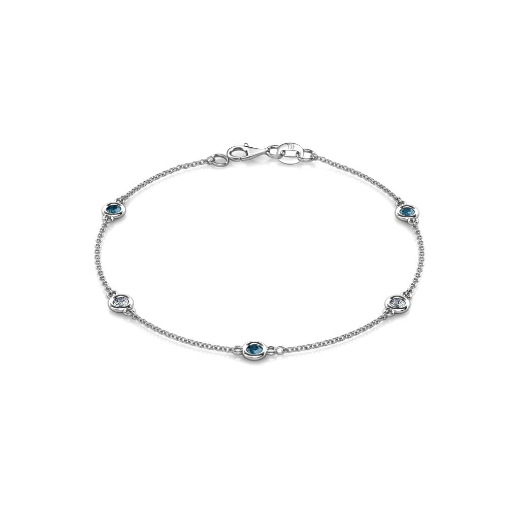 Aizza (5 Stn/3mm) Petite Blue and White Diamond Station Bracelet 