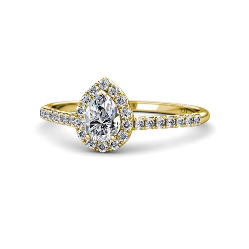 Alba Desire Pear Cut Diamond Halo Engagement Ring 