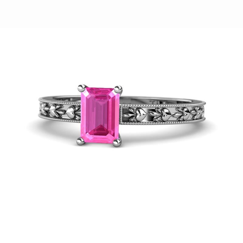 Niah Classic 7x5 mm Emerald Shape Pink Sapphire Solitaire Engagement Ring 