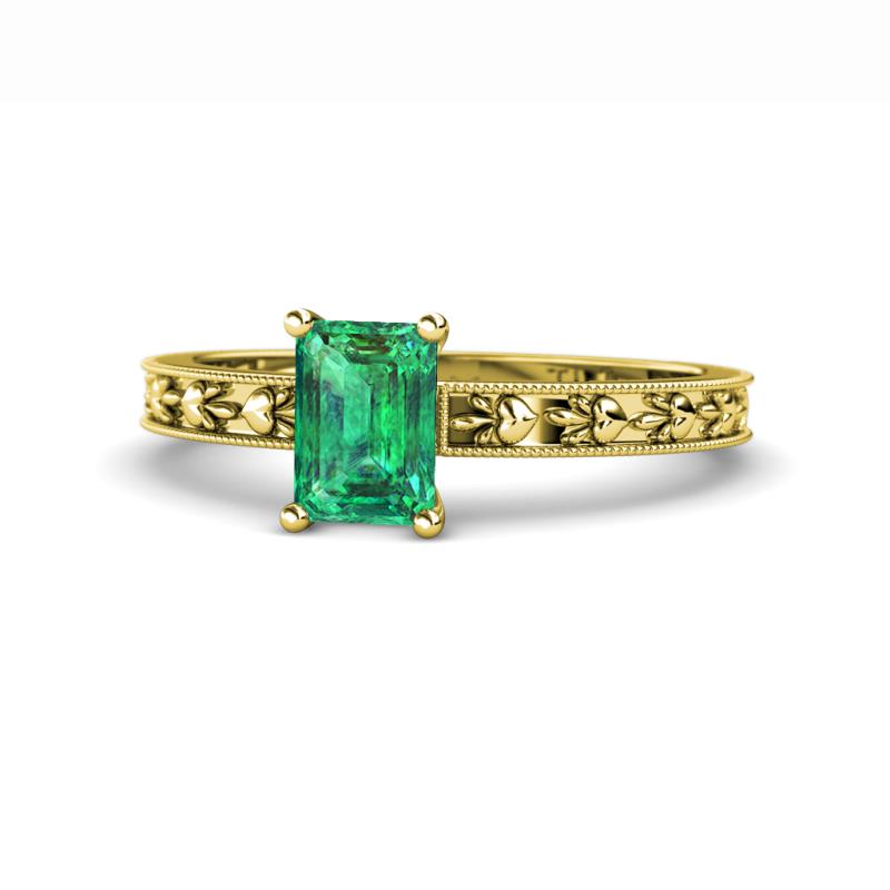 Niah Classic 7x5 mm Emerald Shape Emerald Solitaire Engagement Ring 