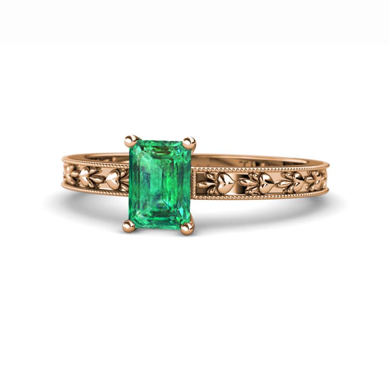 Niah Classic 7x5 mm Emerald Shape Emerald Solitaire Engagement Ring 