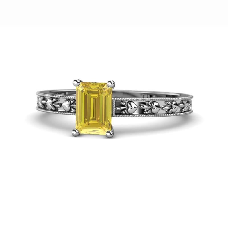 Niah Classic 7x5 mm Emerald Shape Yellow Sapphire Solitaire Engagement Ring 