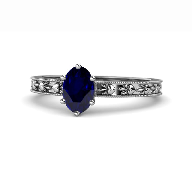 Niah Classic 7x5 mm Oval Shape Blue Sapphire Solitaire Engagement Ring 