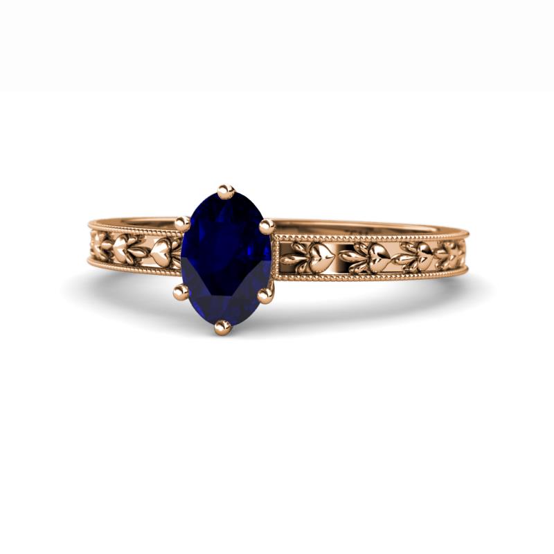 Niah Classic 7x5 mm Oval Shape Blue Sapphire Solitaire Engagement Ring 