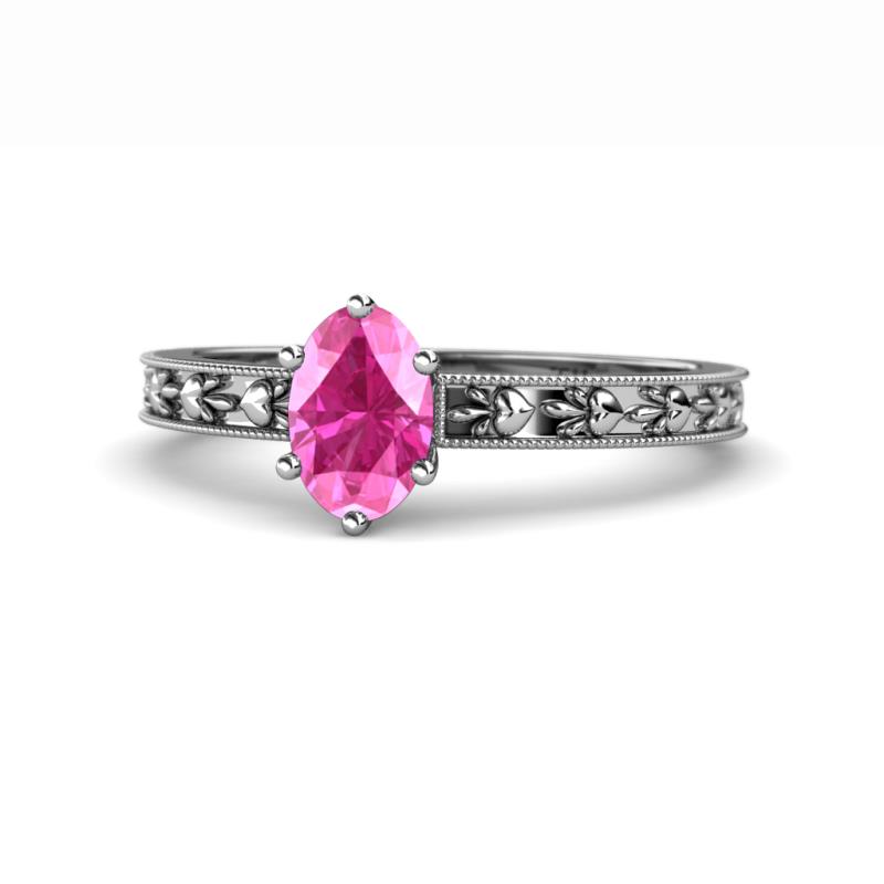 Niah Classic 7x5 mm Oval Shape Pink Sapphire Solitaire Engagement Ring 