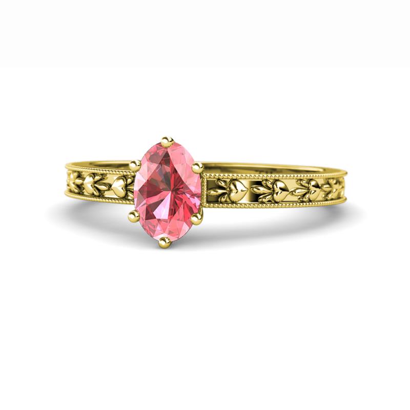 Niah Classic 7x5 mm Oval Shape Pink Tourmaline Solitaire Engagement Ring 