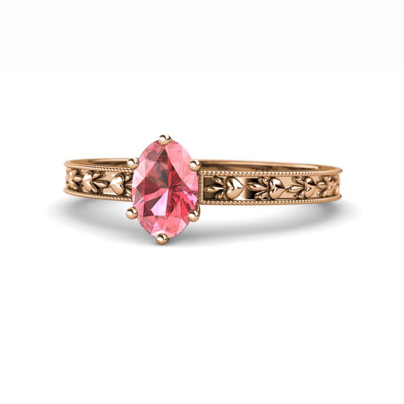 Niah Classic 7x5 mm Oval Shape Pink Tourmaline Solitaire Engagement Ring 