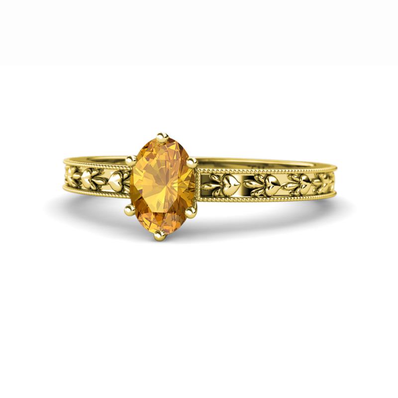 Niah Classic 7x5 mm Oval Shape Citrine Solitaire Engagement Ring 