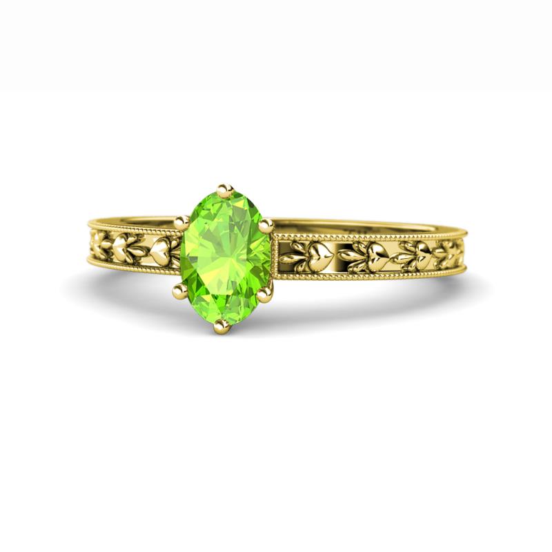 Niah Classic 7x5 mm Oval Shape Peridot Solitaire Engagement Ring 