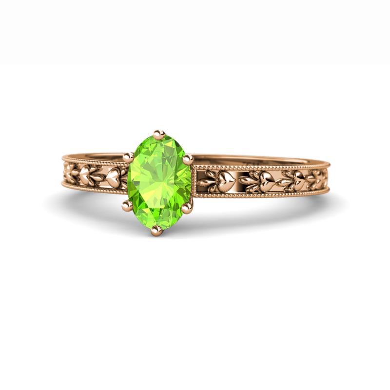 Niah Classic 7x5 mm Oval Shape Peridot Solitaire Engagement Ring 