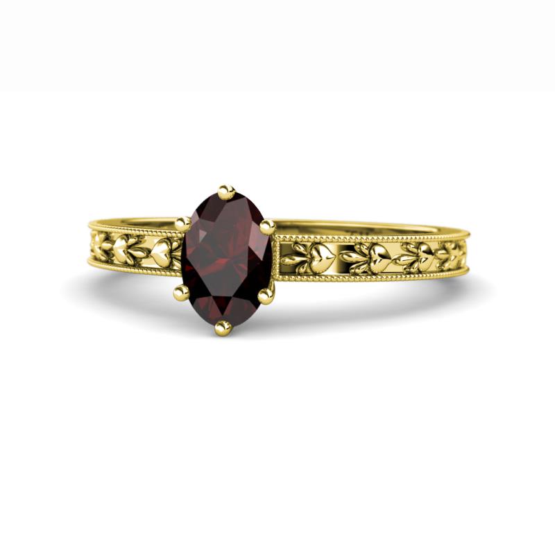 Niah Classic 7x5 mm Oval Shape Red Garnet Solitaire Engagement Ring 