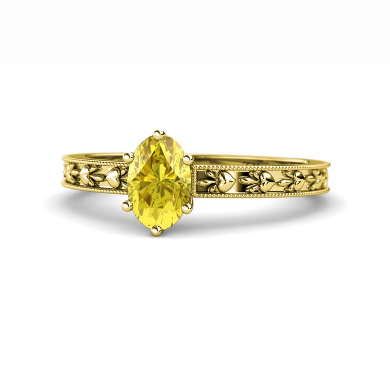 Niah Classic 7x5 mm Oval Shape Yellow Sapphire Solitaire Engagement Ring 
