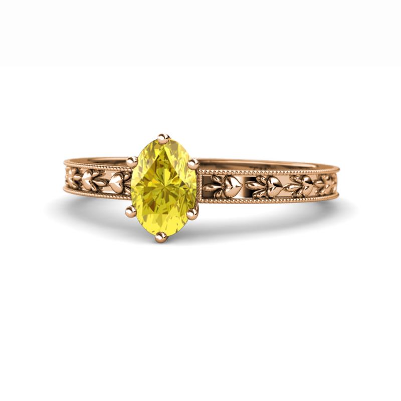 Niah Classic 7x5 mm Oval Shape Yellow Sapphire Solitaire Engagement Ring 