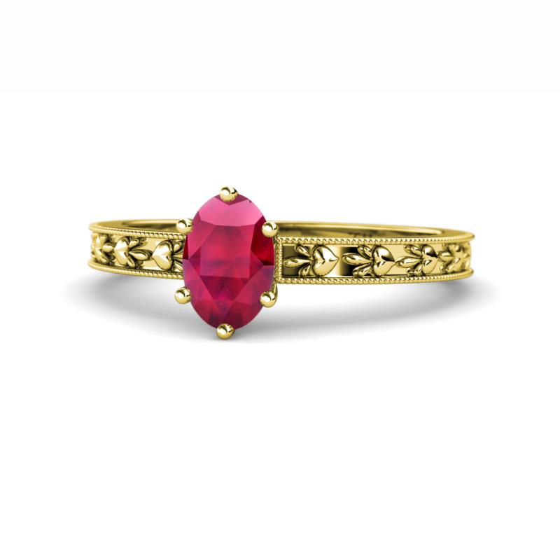 Niah Classic 7x5 mm Oval Shape Ruby Solitaire Engagement Ring 