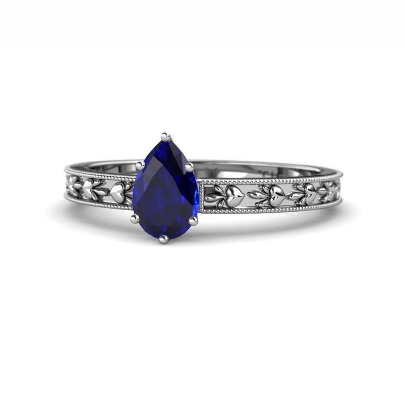 Niah Classic 7x5 mm Pear Shape Blue Sapphire Solitaire Engagement Ring 