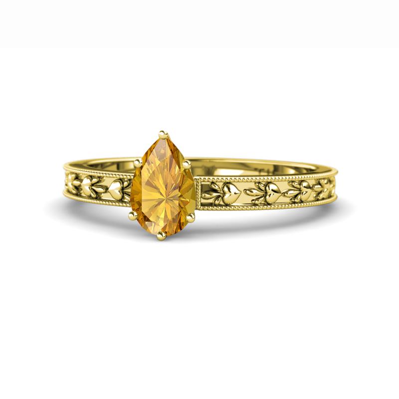 Niah Classic 7x5 mm Pear Shape Citrine Solitaire Engagement Ring 