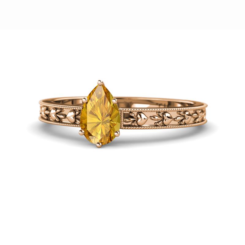 Niah Classic 7x5 mm Pear Shape Citrine Solitaire Engagement Ring 