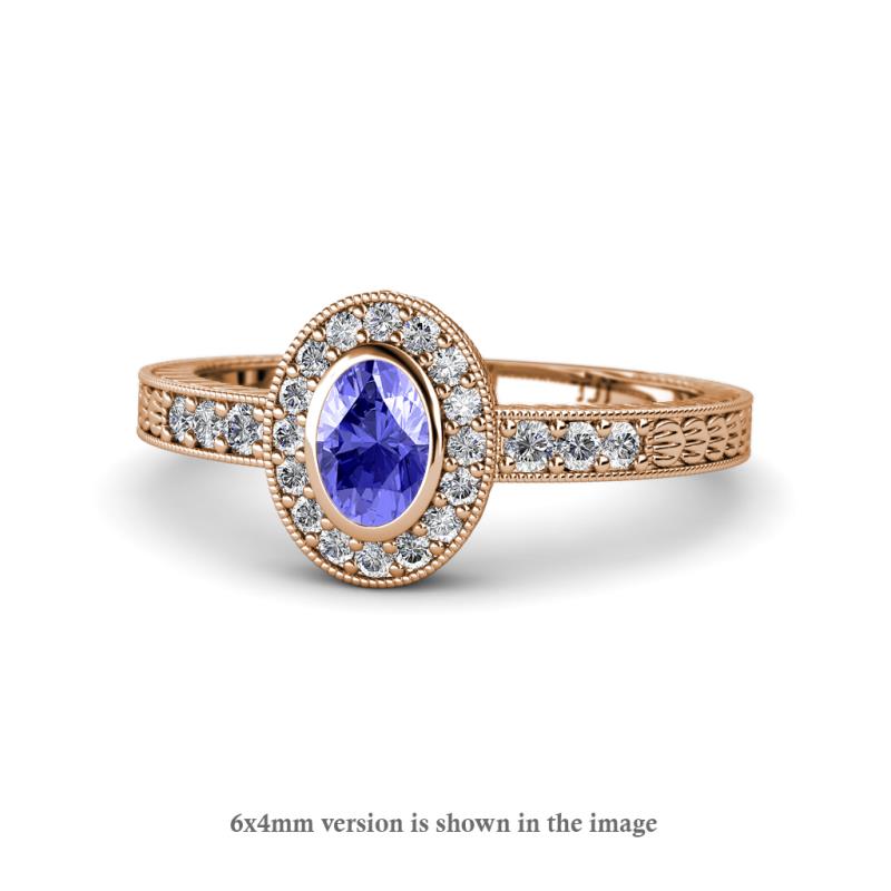 Annabel Desire Oval Cut Tanzanite and Diamond Halo Engagement Ring 