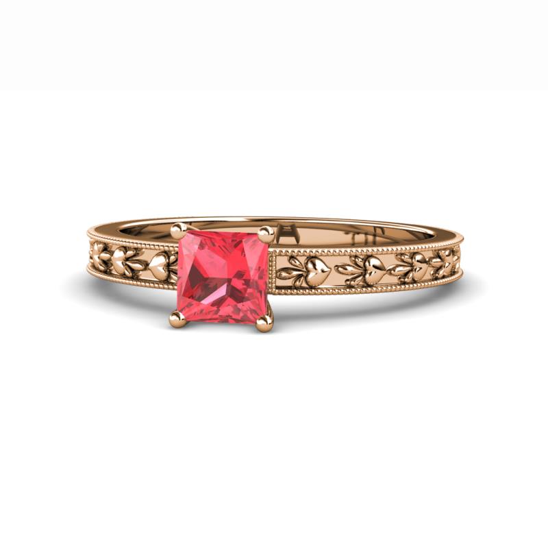 Niah Classic 5.50 mm Princess Cut Pink Tourmaline Solitaire Engagement Ring 