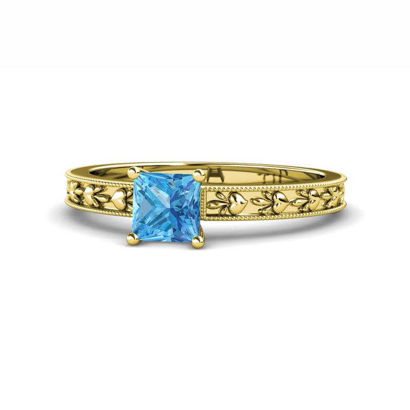 Niah Classic 5.50 mm Princess Cut Blue Topaz Solitaire Engagement Ring 