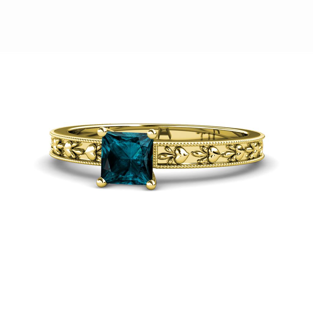 Niah Classic 5.50 mm Princess Cut London Blue Topaz Solitaire Engagement Ring 