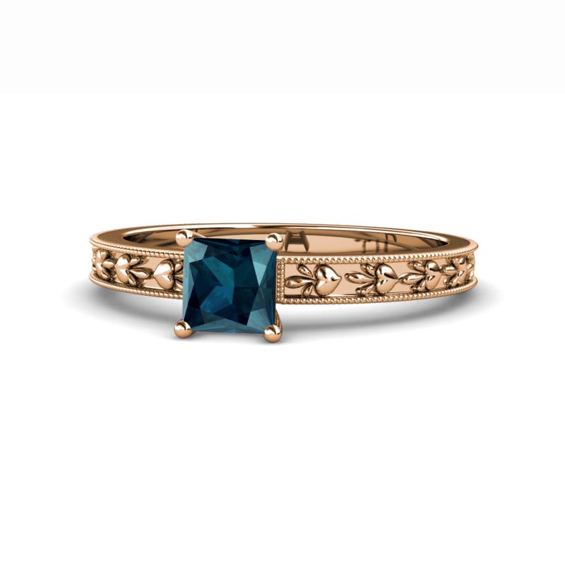Niah Classic 5.50 mm Princess Cut Blue Diamond Solitaire Engagement Ring 