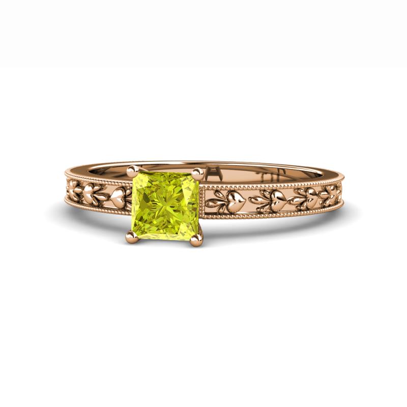 Niah Classic 5.50 mm Princess Cut Yellow Diamond Solitaire Engagement Ring 