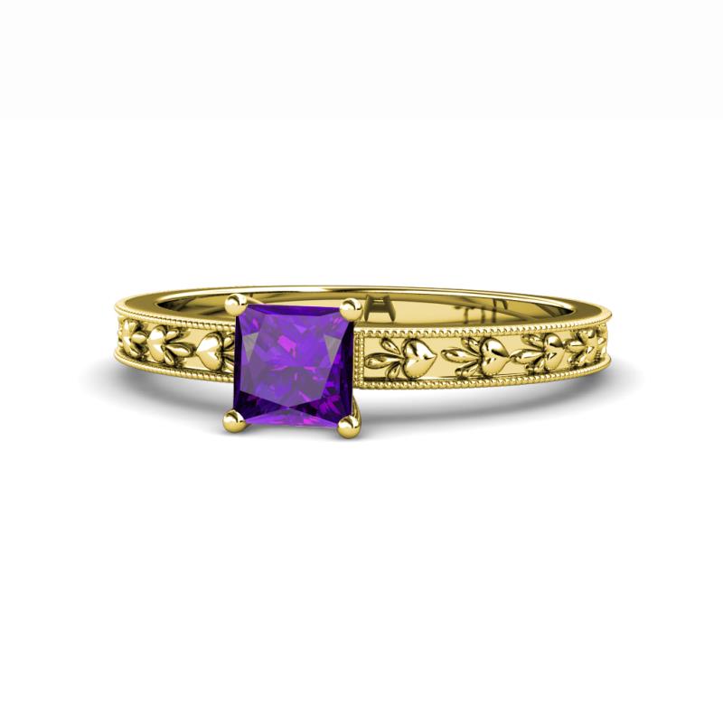 Niah Classic 5.50 mm Princess Cut Amethyst Solitaire Engagement Ring 