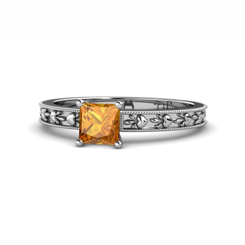 Niah Classic 5.50 mm Princess Cut Citrine Solitaire Engagement Ring 