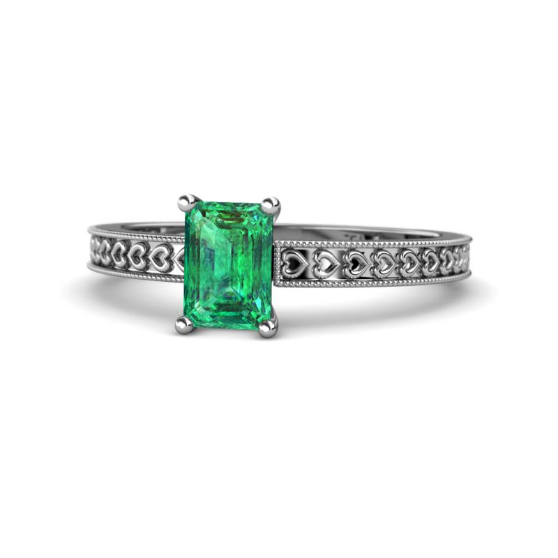 Janina Classic Emerald Cut Emerald Solitaire Engagement Ring 