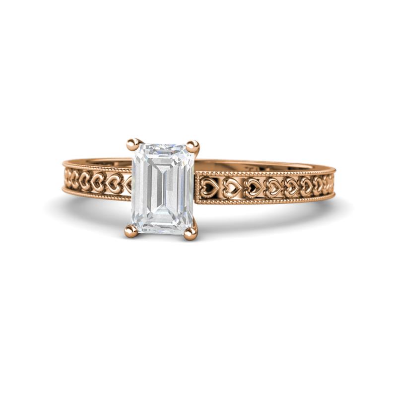 Janina Classic Emerald Cut White Sapphire Solitaire Engagement Ring 