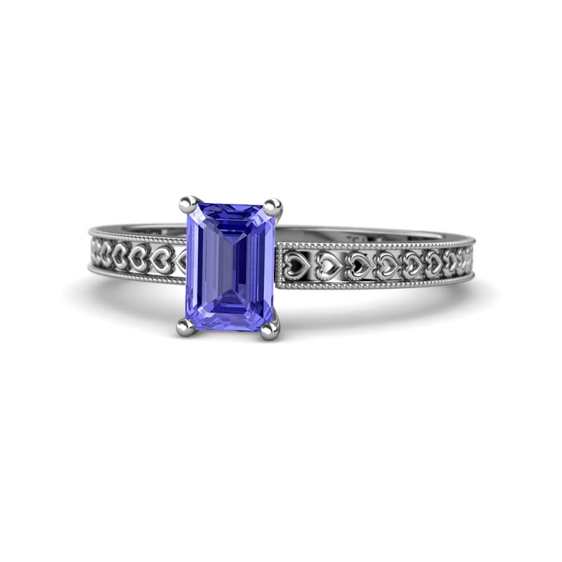 Janina Classic Emerald Cut Tanzanite Solitaire Engagement Ring 