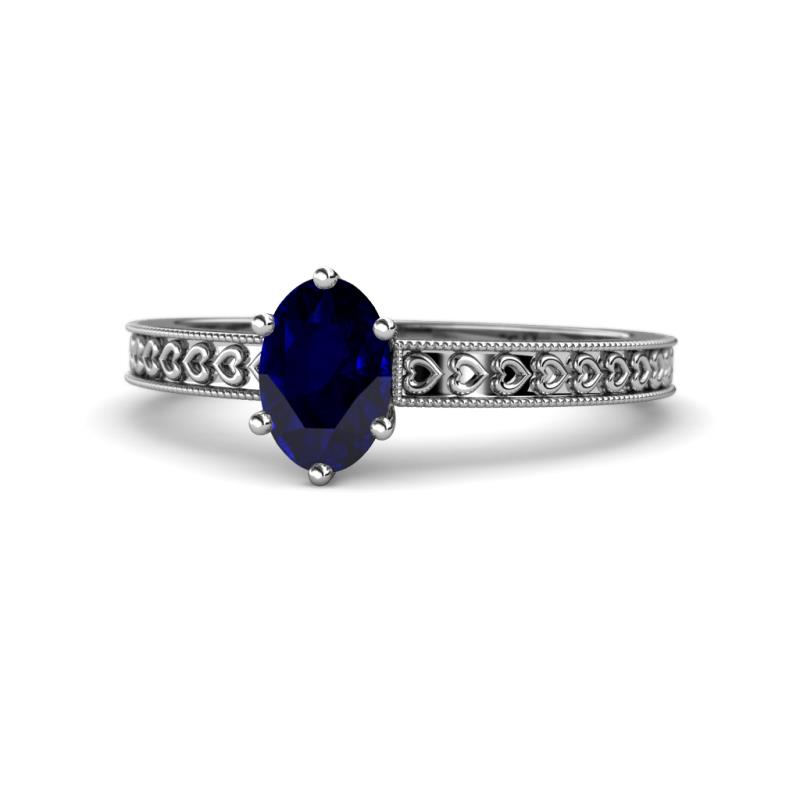 Janina Classic Oval Cut Blue Sapphire Solitaire Engagement Ring 