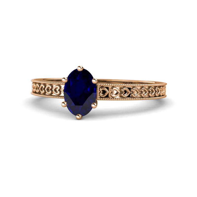 Janina Classic Oval Cut Blue Sapphire Solitaire Engagement Ring 