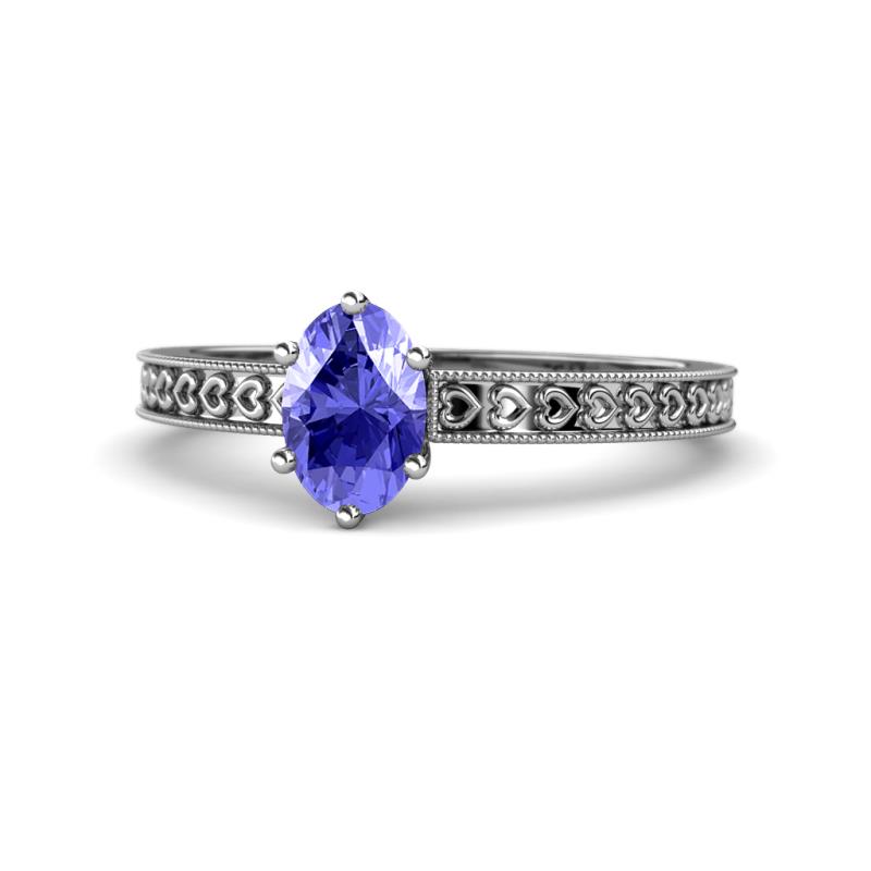 Janina Classic Oval Cut Tanzanite Solitaire Engagement Ring 