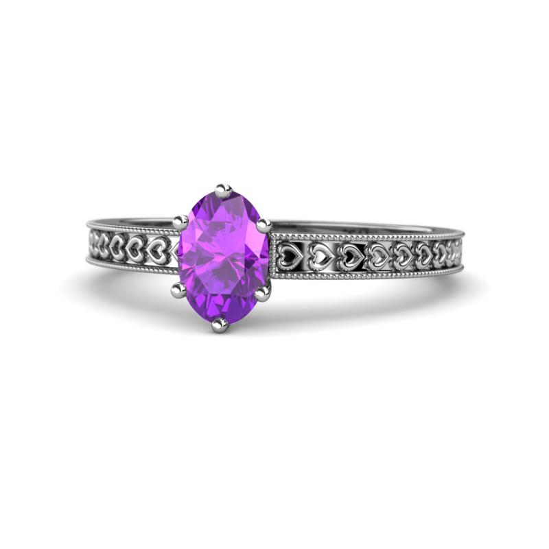 Janina Classic Oval Cut Amethyst Solitaire Engagement Ring 