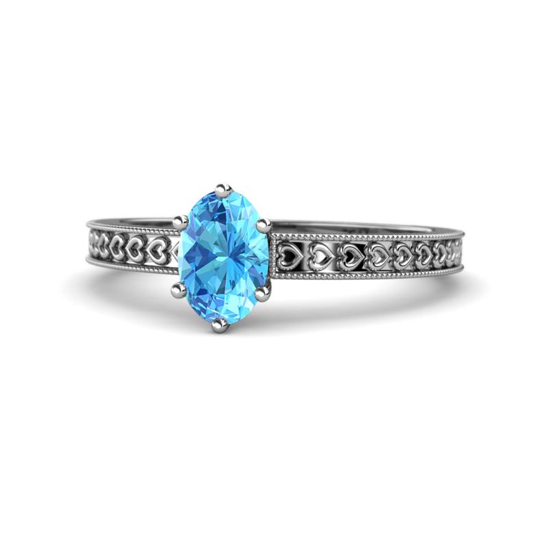 Janina Classic Oval Cut Blue Topaz Solitaire Engagement Ring 