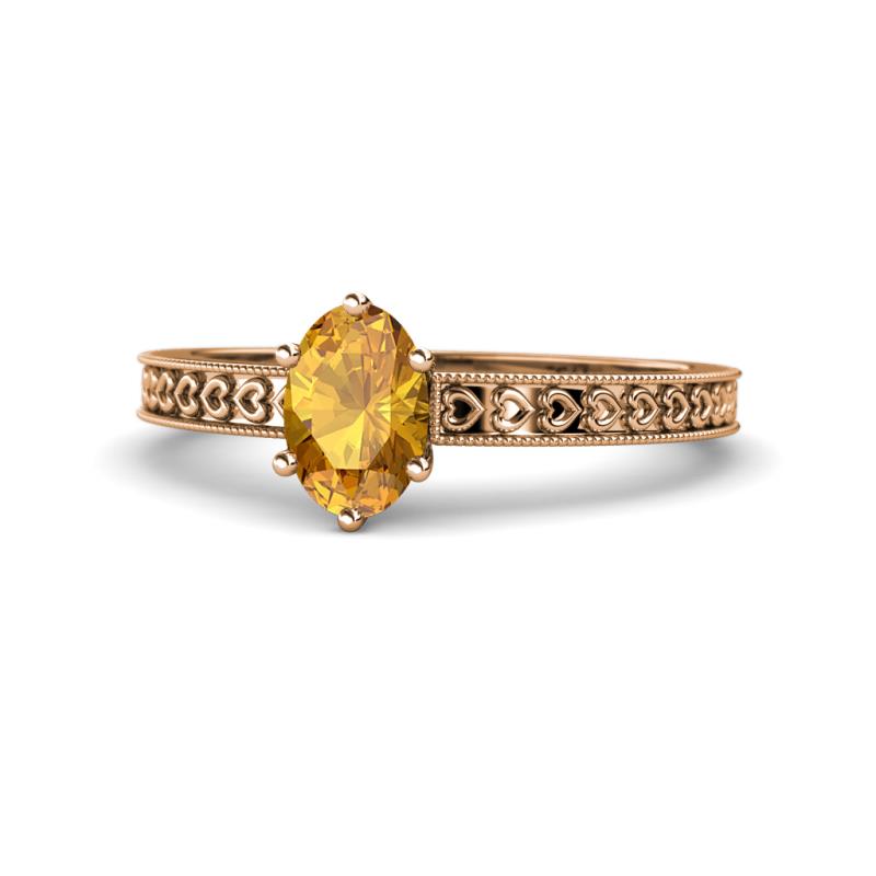 Janina Classic Oval Cut Citrine Solitaire Engagement Ring 